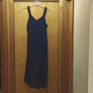Beautiful 2 piece chiffon formal dress -Navy Blue with gems, motherofgroomdress.